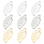 60Pcs 3 Style 304 Stainless Steel Pendants, Leaf Charms
