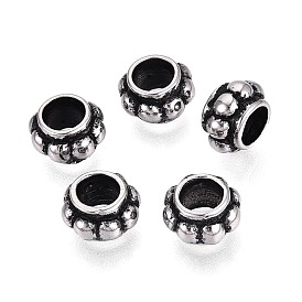 304 бусины европейского стиля из нержавеющей стали с крупными отверстиями, рондель