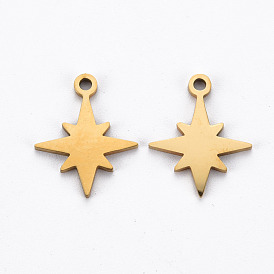 Ion Plating(IP) 201 Stainless Steel Charms, Cut, Star