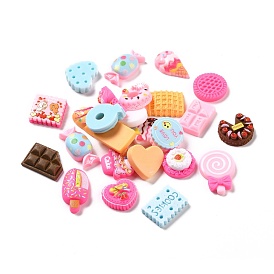 Opaque Resin Decoden Cabochons, Imitation Food, Mixed Shapes