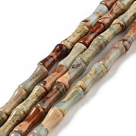 Perles de jaspe naturel aqua terra, bambou