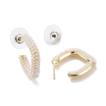 Серьги-гвоздики в форме буквы "c" с искусственным жемчугом, серьги-кольца из сплава, открытые серьги-кольца с 925 булавкой из стерлингового серебра для женщин, золотой свет