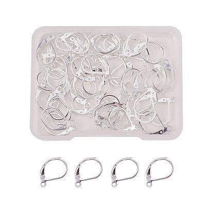 304 Stainless Steel Leverback Earring Findings, with Loop