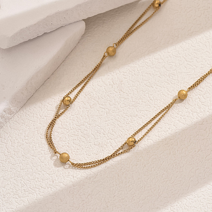 201 простые круглые бусины из нержавеющей стали, витая цепочка, модные универсальные ожерелья