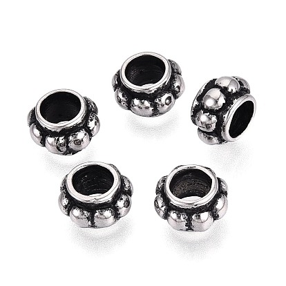 304 бусины европейского стиля из нержавеющей стали с крупными отверстиями, рондель