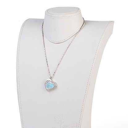 Alloy Rhinestone Pendant Necklaces, with Gemstone Chip Beads and 304 Stainless Steel Findings, Heart