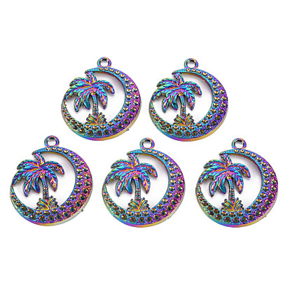 Alloy Pendants, Rainbow Color, Cadmium Free & Nickel Free & Lead Free, Coconut Tree
