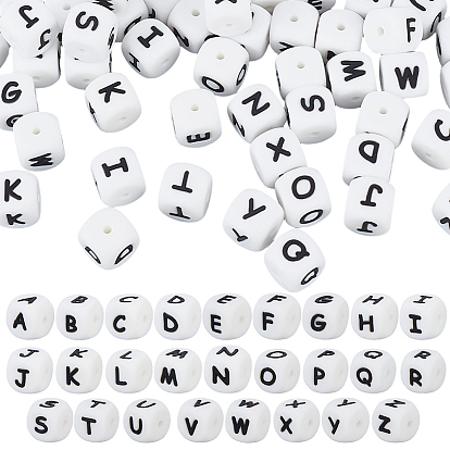 52шт. 26 стили кубических букв из силиконовых бусин