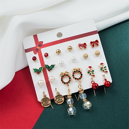 Christmas Pearl Bell Earrings Set - Fashionable and Festive