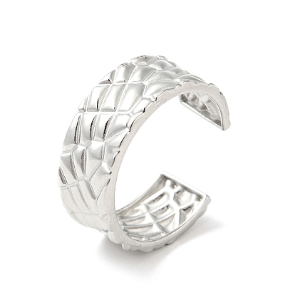 304 Stainless Steel Textured Open Cuff Ring for Men Women