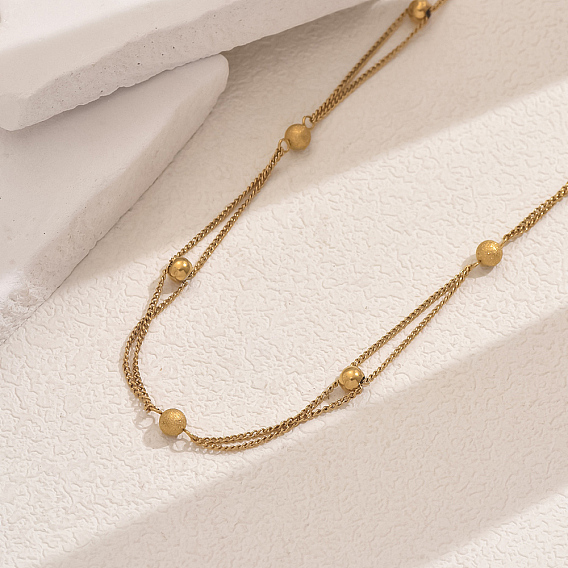 201 простые круглые бусины из нержавеющей стали, витая цепочка, модные универсальные ожерелья