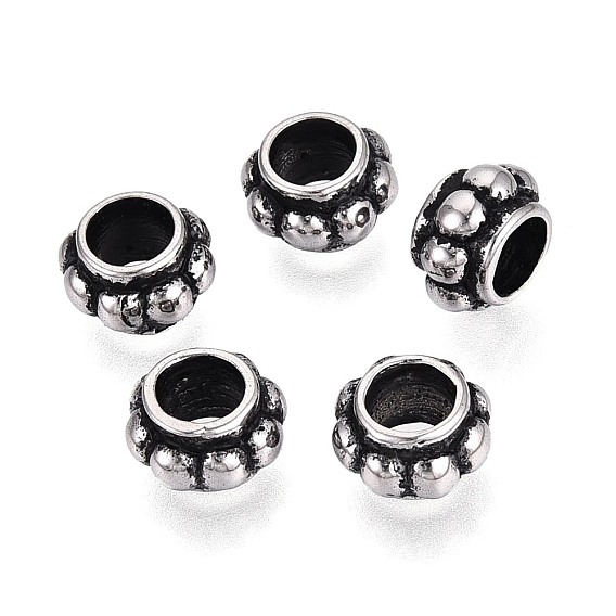 304 бусины европейского стиля из нержавеющей стали с крупными отверстиями, рондель