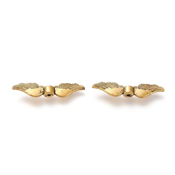 Alloy Beads, Long-Lasting Plated, Wing, 36x8x5mm, Hole: 1mm