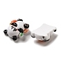 Opaque Resin Decoden Cabochons, Panda with Pumpkin, Mixed Shapes