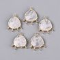 Natural Quartz Crystal Chandelier Component Links, Faceted Teardrop, with Brass Findings