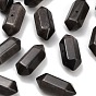 Natural Silver Obsidian Beads, Faceted, Hexagonal Double Terminated Point Bullet Beads
