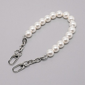 Bag Handles, with Imitation Pearl Beads and Zinc Alloy Clasps, for Bag Replacement Accessories