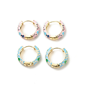 Серьги-кольца с цветочной эмалью, позолоченные латунные серьги на петлях для женщин