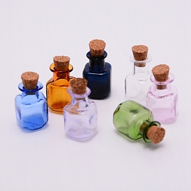Mini botellas de vidrio de borosilicato alto, con tapones de corcho, deseando botellas, plaza