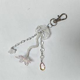 Décoration pendentif méduse en acrylique et verre, avec un alliage pivotant homard fermoirs griffe