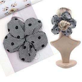 300Pcs Flower with Polka Dot Pettern Girls Hair Accessories, Scrunchie/Scrunchy, Polyester Elastic Hair Ties, Ponytail Holder