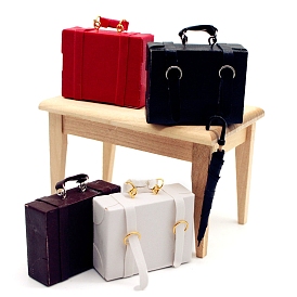 Mini Wood Leather Suitcase, Micro Landscape Dollhouse Accessories, Pretending Prop Decorations
