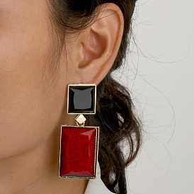Geometric Resin Earrings - Chic Retro Ear Jewelry for European and American Fashion