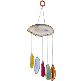 Six pieces of natural agate pieces hanging wind chimes, niche creative natural agate pieces wind chimes handicraft pendants