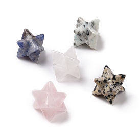 Perles de gemme mélangées naturelles, sans trou, sculpté, Merkaba Star