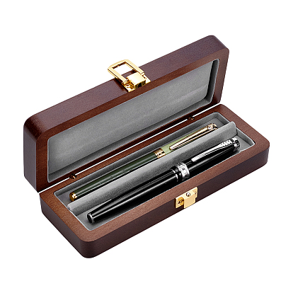 Прямоугольные деревянные упаковочные коробки для ручек, застежки из сплава и бархат внутри