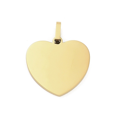 304 pendentifs d'étiquettes vierges en acier inoxydable, placage ionique (ip), charmes de coeur