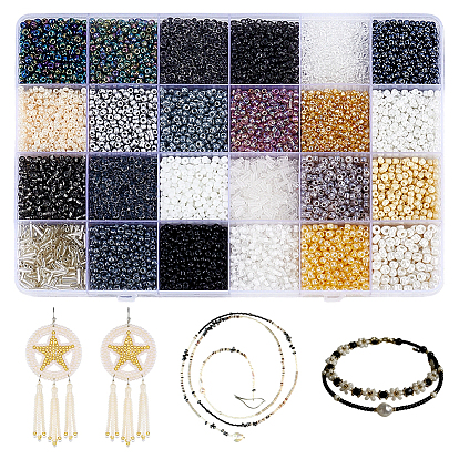 24 styles de perles de rocaille en verre, formes mixtes