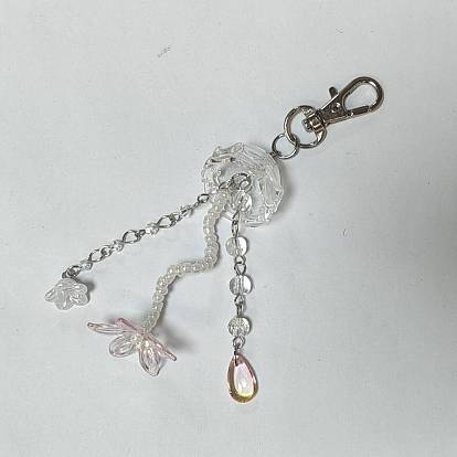Décoration pendentif méduse en acrylique et verre, avec un alliage pivotant homard fermoirs griffe