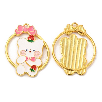 Подвески из эмали и сплава, долговечный, без кадмия, без никеля и без свинца, плоская круглая с подвеской в виде кролика