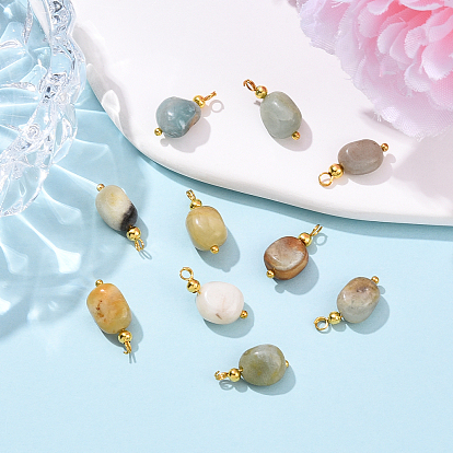 10Piezas de colgantes de piedras preciosas naturales en forma de pepitas, con fornituras de latón