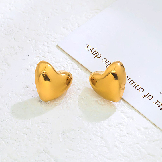 Винтажные серьги-гвоздики в форме сердца из нержавеющей стали