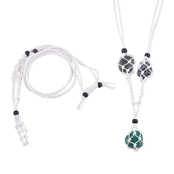 Регулируемый плетеный нейлоновый шнур и шнуры из вощеной хлопчатобумажной нити мешочек макраме изготовление ожерелья, сменный камень, со стеклянными бусинами