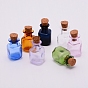 Mini High Borosilicate Glass Bottles, with Cork Stoppers, Wishing bottles, Square