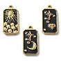 304 Stainless Steel Pendants, with Enamel, Rectangle with Tarot Pattern, Golden