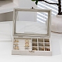 Rectangle Velvet Jewelry Organizer Boxes, Clear Visible Window Case for Rings, Earrings, Necklaces