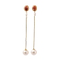Natural Pearl Earrings for Women, with Sterling Silver Findings and Natural Agate