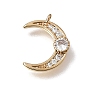 Brass Pave Clear Cubic Zirconia Charms, Moon Charms