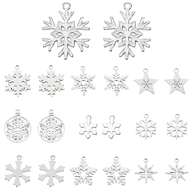 20 шт. 10 стили 304 и 201 подвески из нержавеющей стали, лазерная резка, снежинка очарование