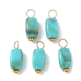 Непрозрачные акриловые подвески, с золотыми тонами железных петель, кубоид