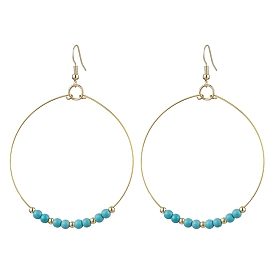 Synthetic Turquoise Dangle Earrings, 304 Stainless Steel Earring for Women