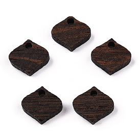 Natural Wenge Wood Rhombus Charms, Undyed