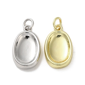 Rack Plating Brass Pendants, Lead Free & Cadmium Free, Long-Lasting Plated, Oval Charms