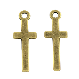 Tibetan Style Alloy Cross Pendants, Cadmium Free & Lead Free, 30x11x1.5mm, Hole: 2.5mm