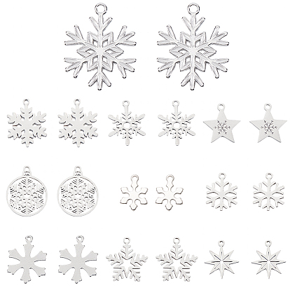 20 шт. 10 стили 304 и 201 подвески из нержавеющей стали, лазерная резка, снежинка очарование