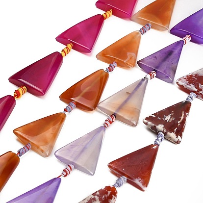 Natural Agate Beads Strands, Dyed & Heated, Triangle